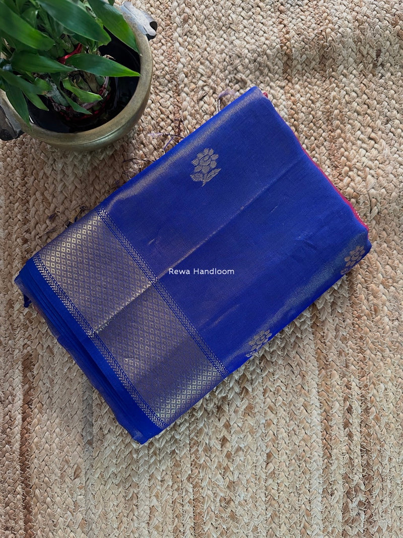 Maheshwari Blue Tissue Silk Saree TFB023