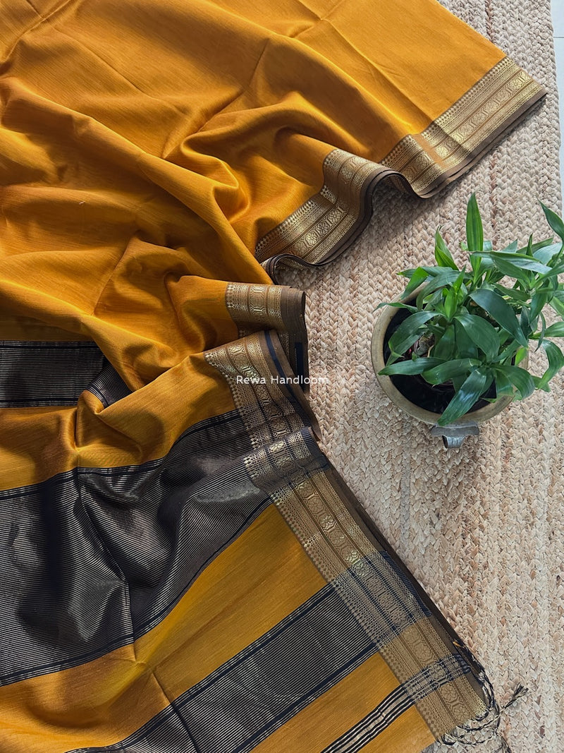 Maheshwari Zari Border Plain Saree