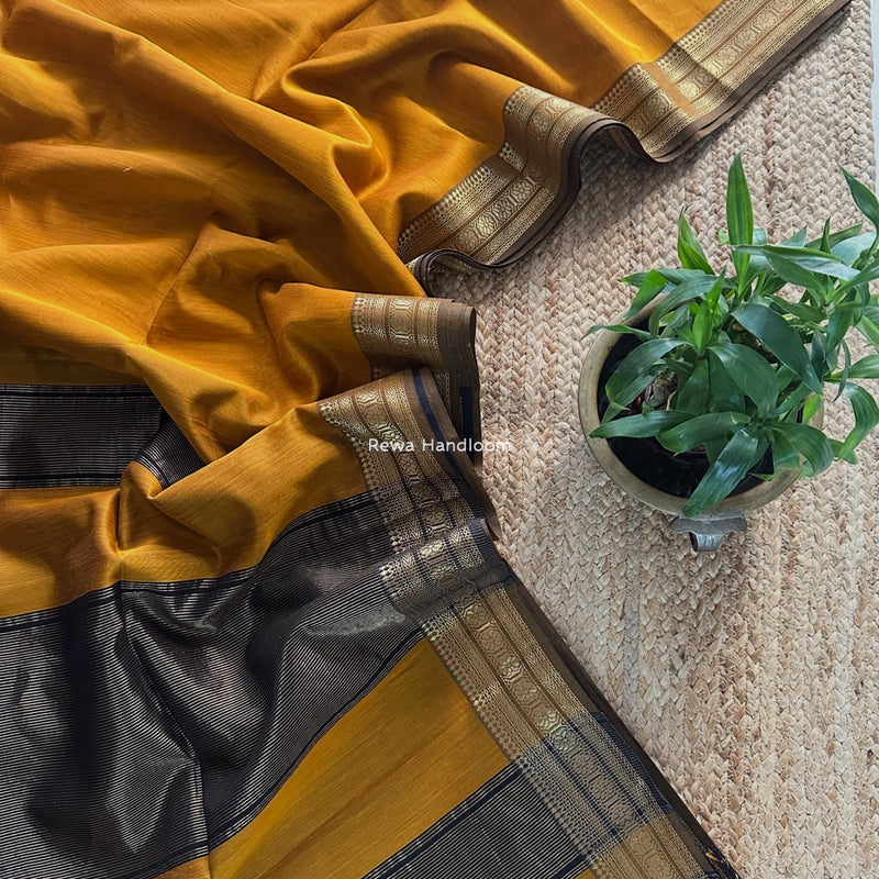 Maheshwari Zari Border Plain Saree