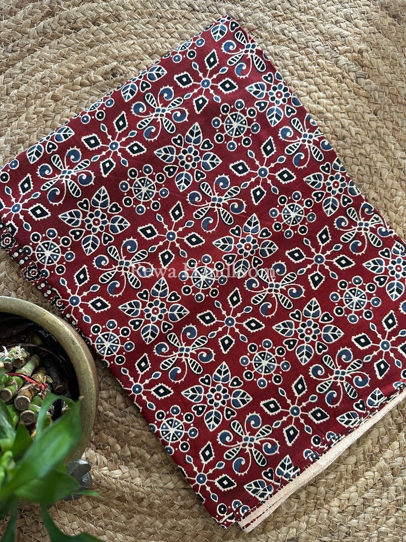 Maroon Batik Print Cotton Suit BS024