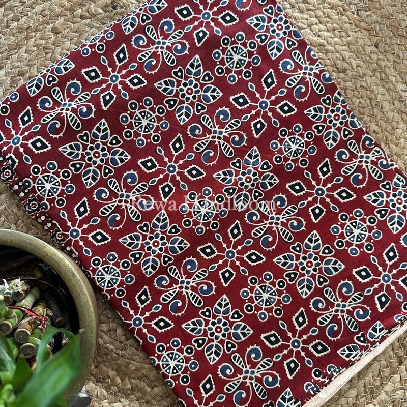Maroon Batik Print Cotton Suit BS024