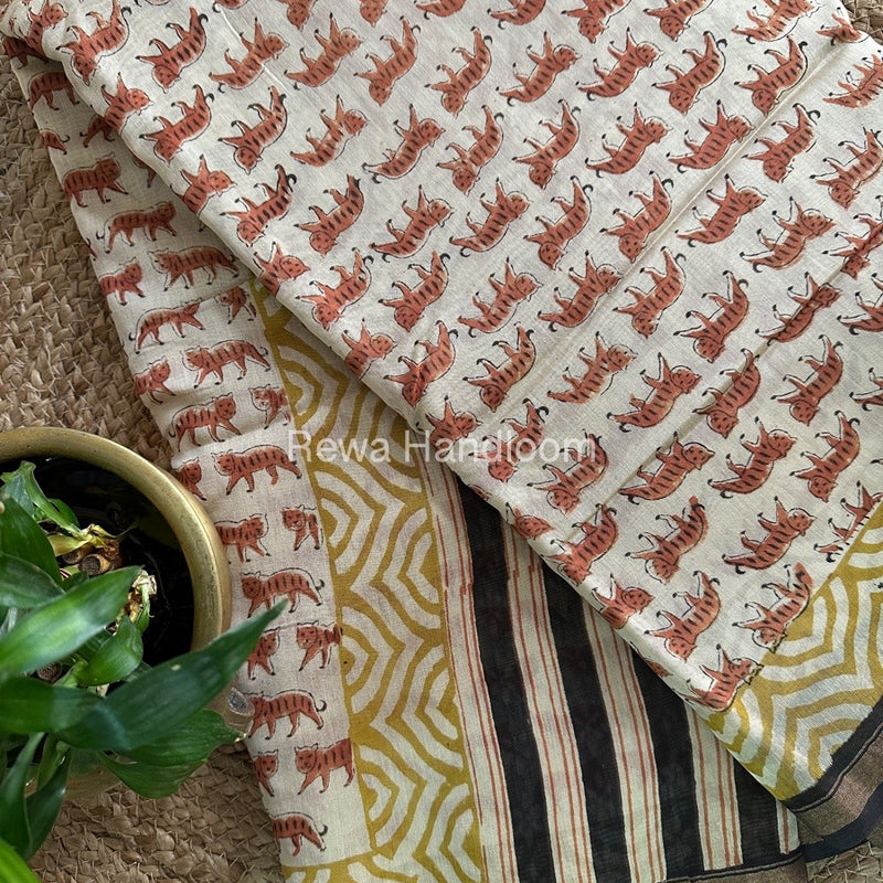 Cream Chanderi Silk Saree CPS02