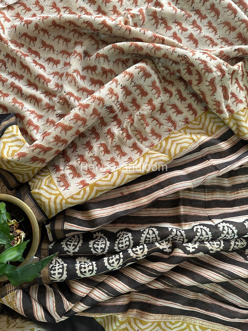 Cream Chanderi Silk Saree CPS02