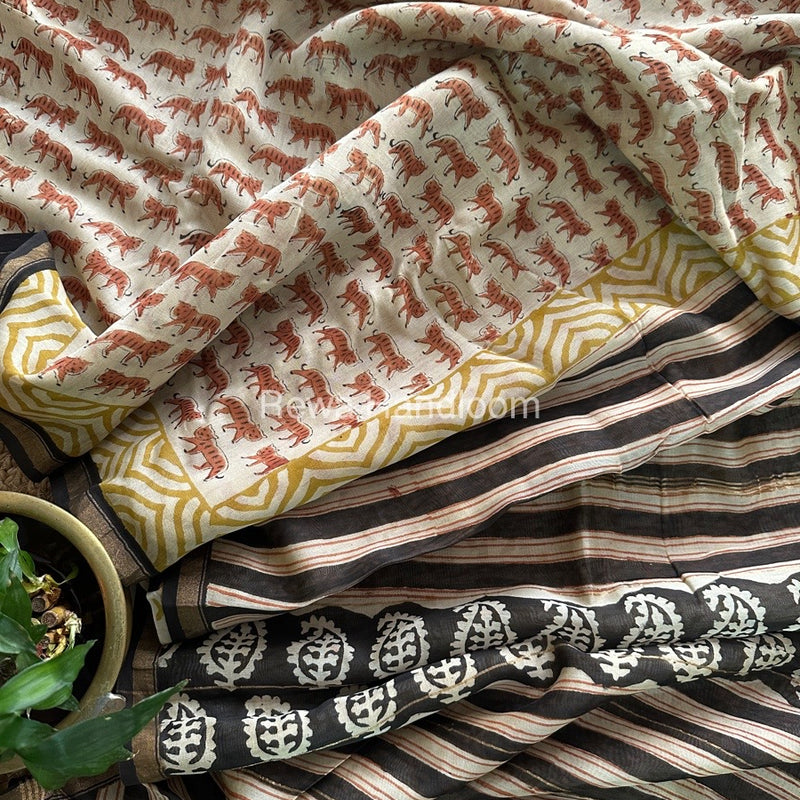 Cream Chanderi Silk Saree CPS02