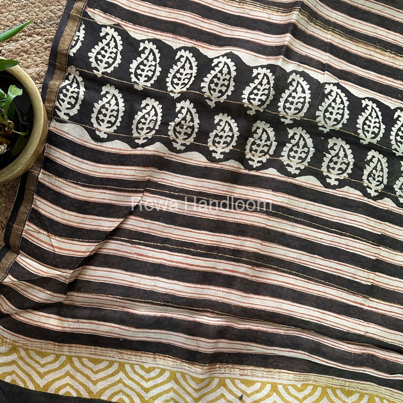 Cream Chanderi Silk Saree CPS02