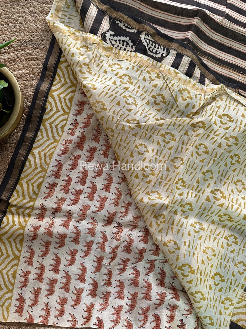 Cream Chanderi Silk Saree CPS02
