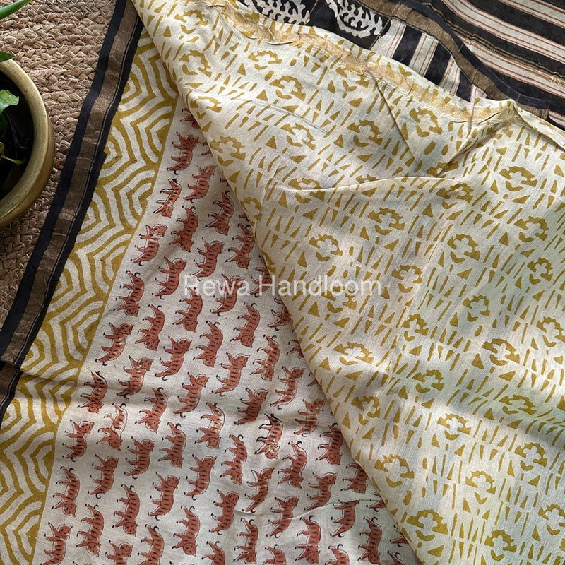 Cream Chanderi Silk Saree CPS02