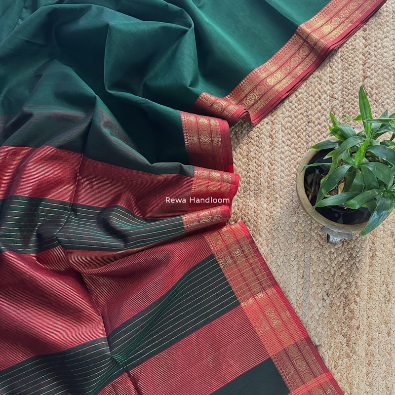 Maheshwari Zari Border Plain Saree