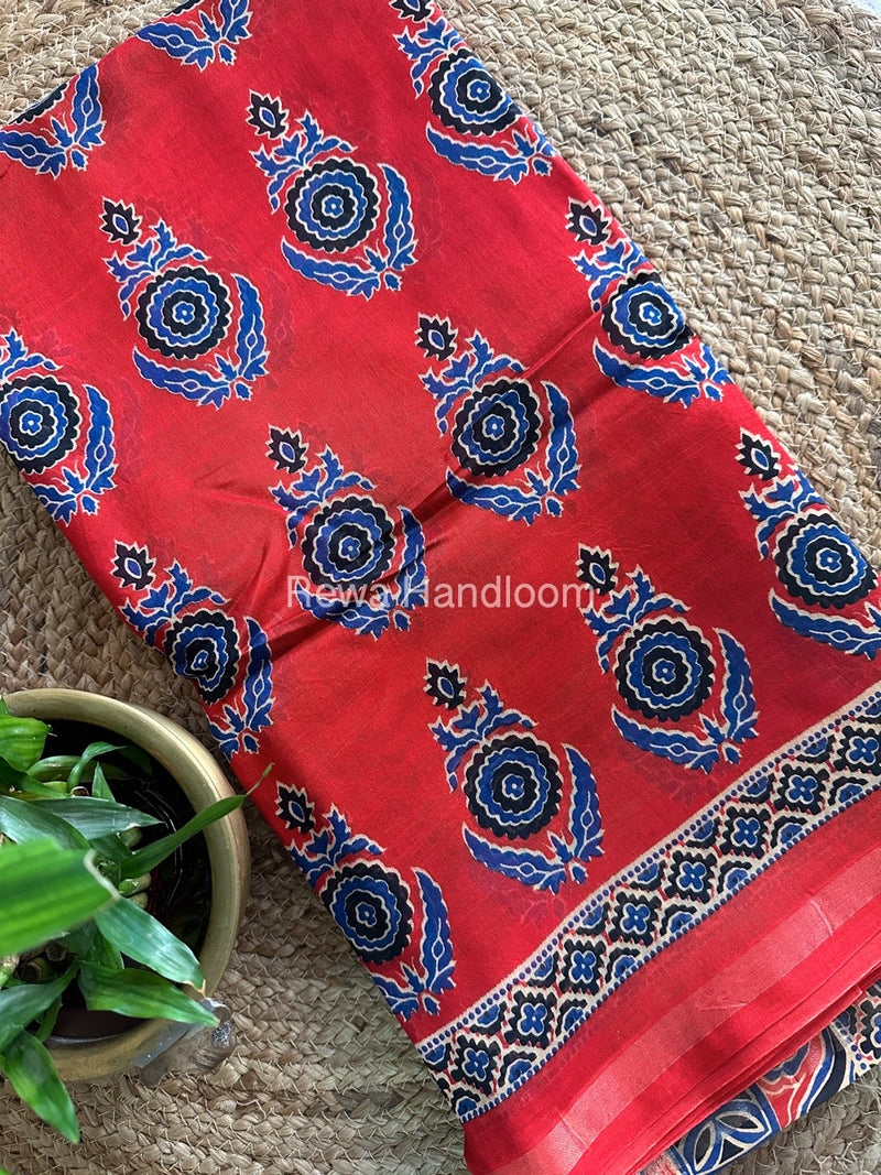 Red Chanderi Silk Saree CPS04