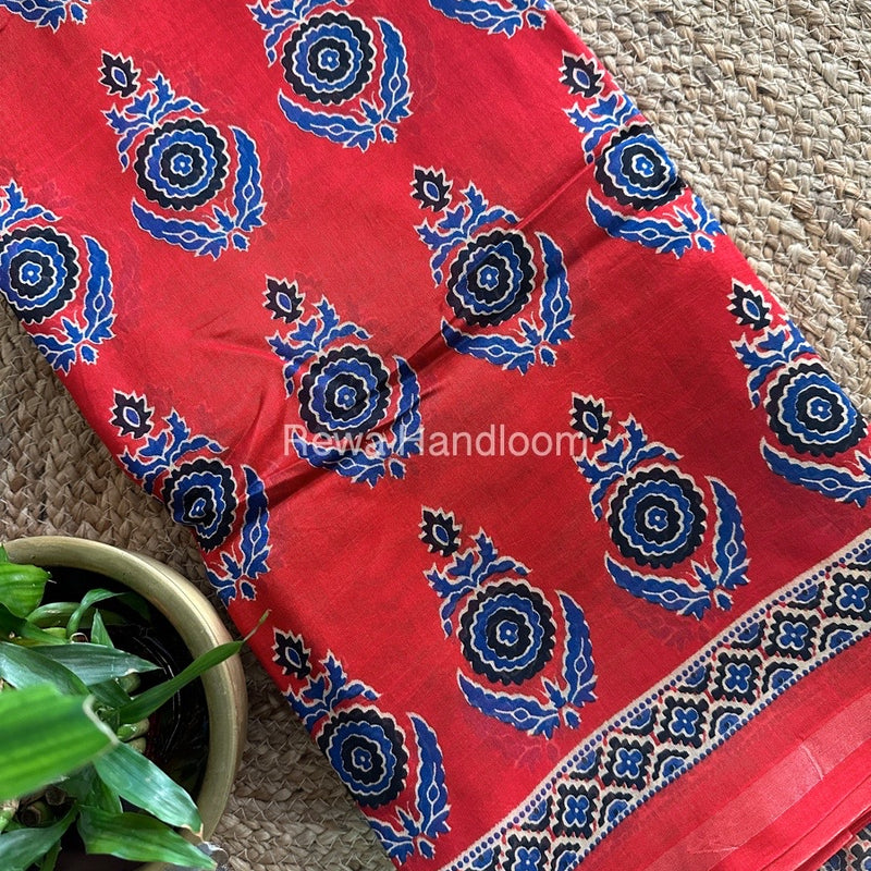 Red Chanderi Silk Saree CPS04