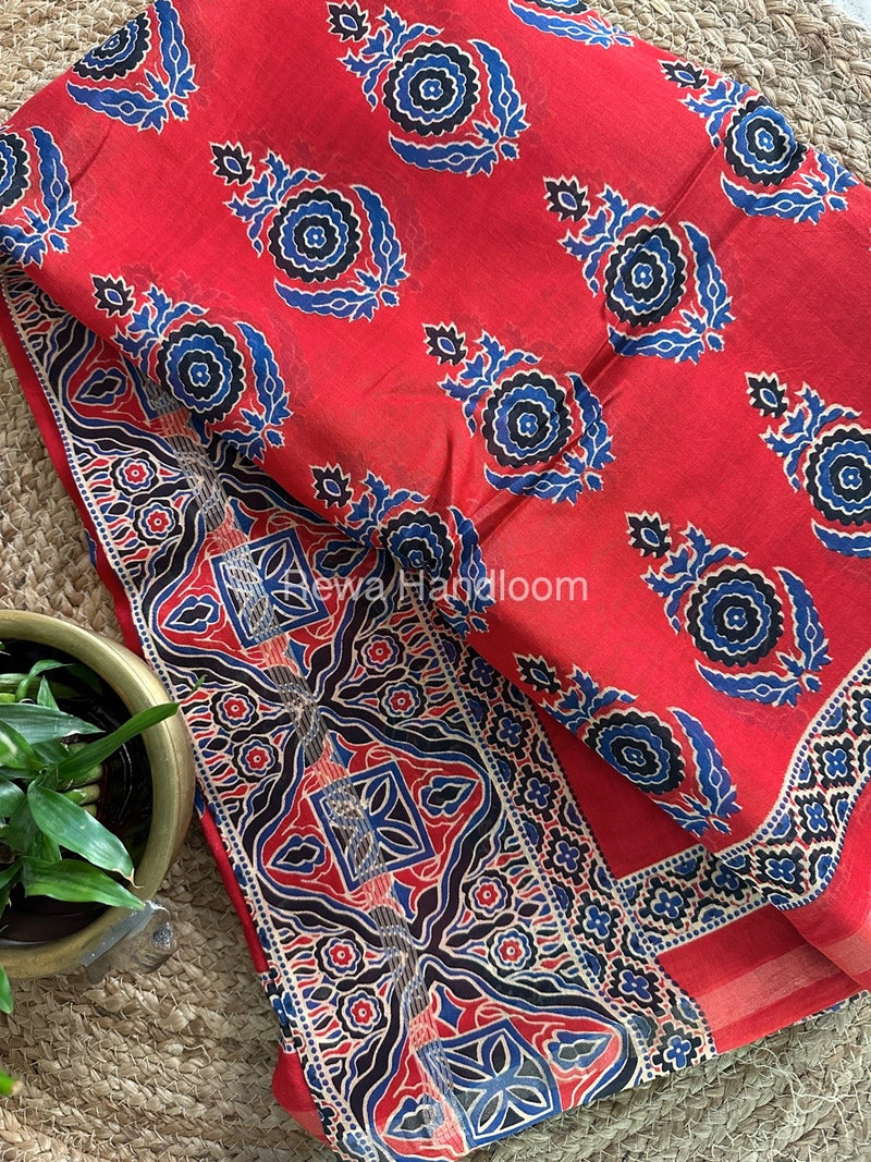 Red Chanderi Silk Saree CPS04