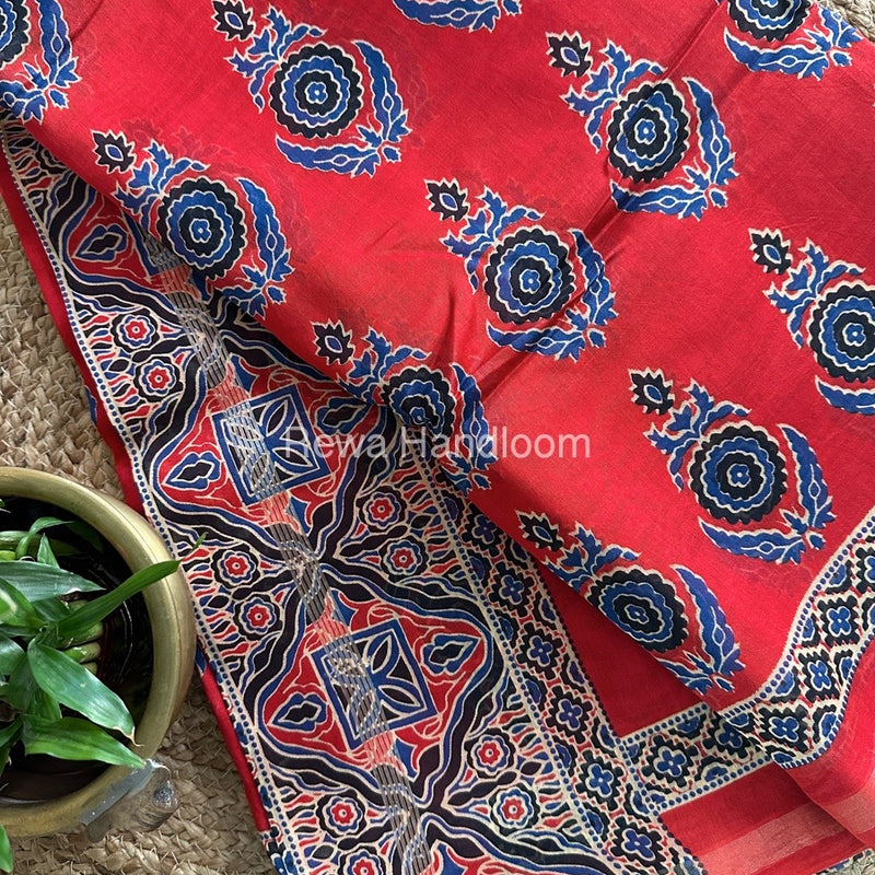 Red Chanderi Silk Saree CPS04