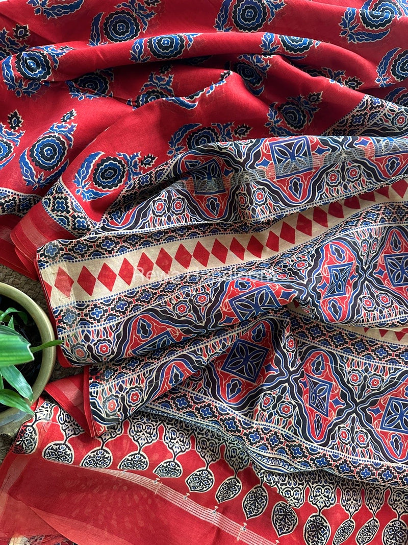 Red Chanderi Silk Saree CPS04