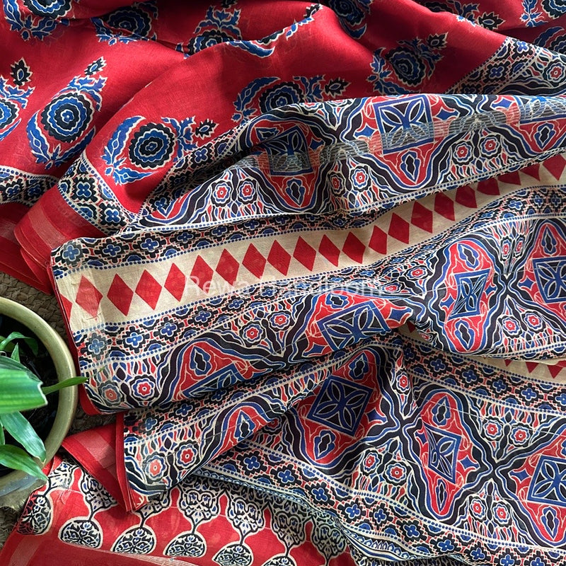 Red Chanderi Silk Saree CPS04
