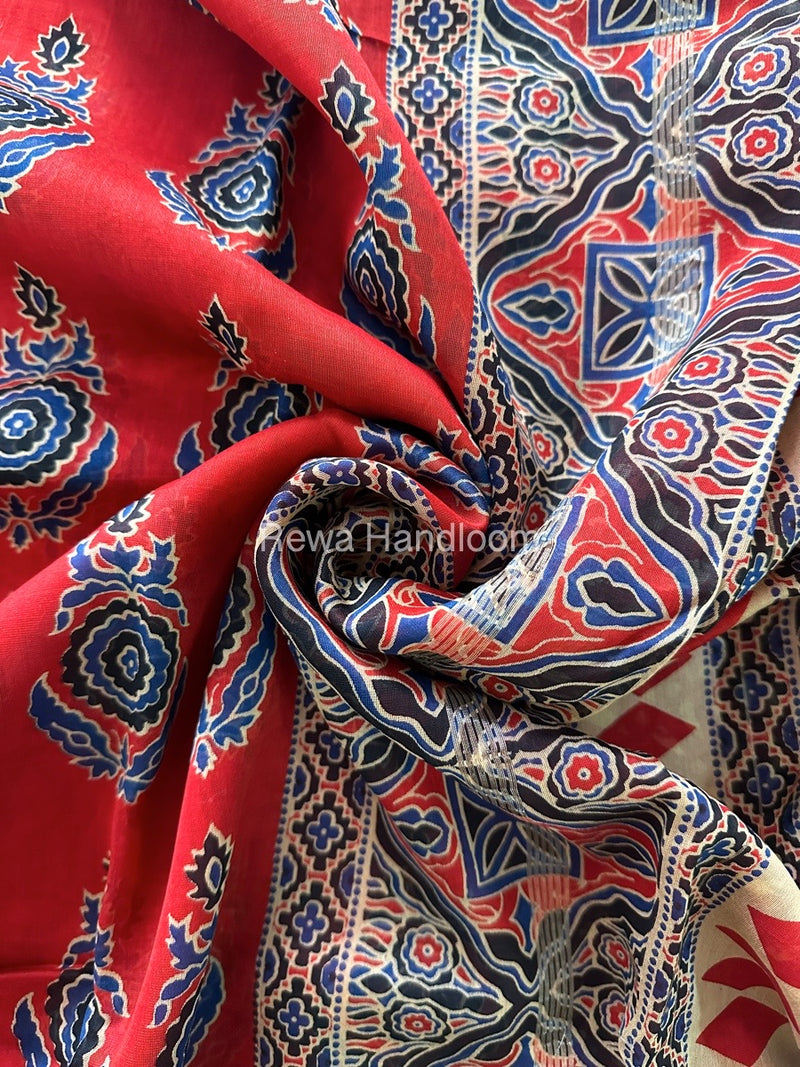 Red Chanderi Silk Saree CPS04