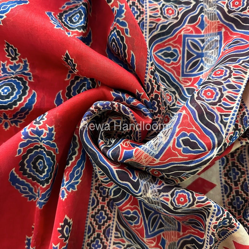 Red Chanderi Silk Saree CPS04