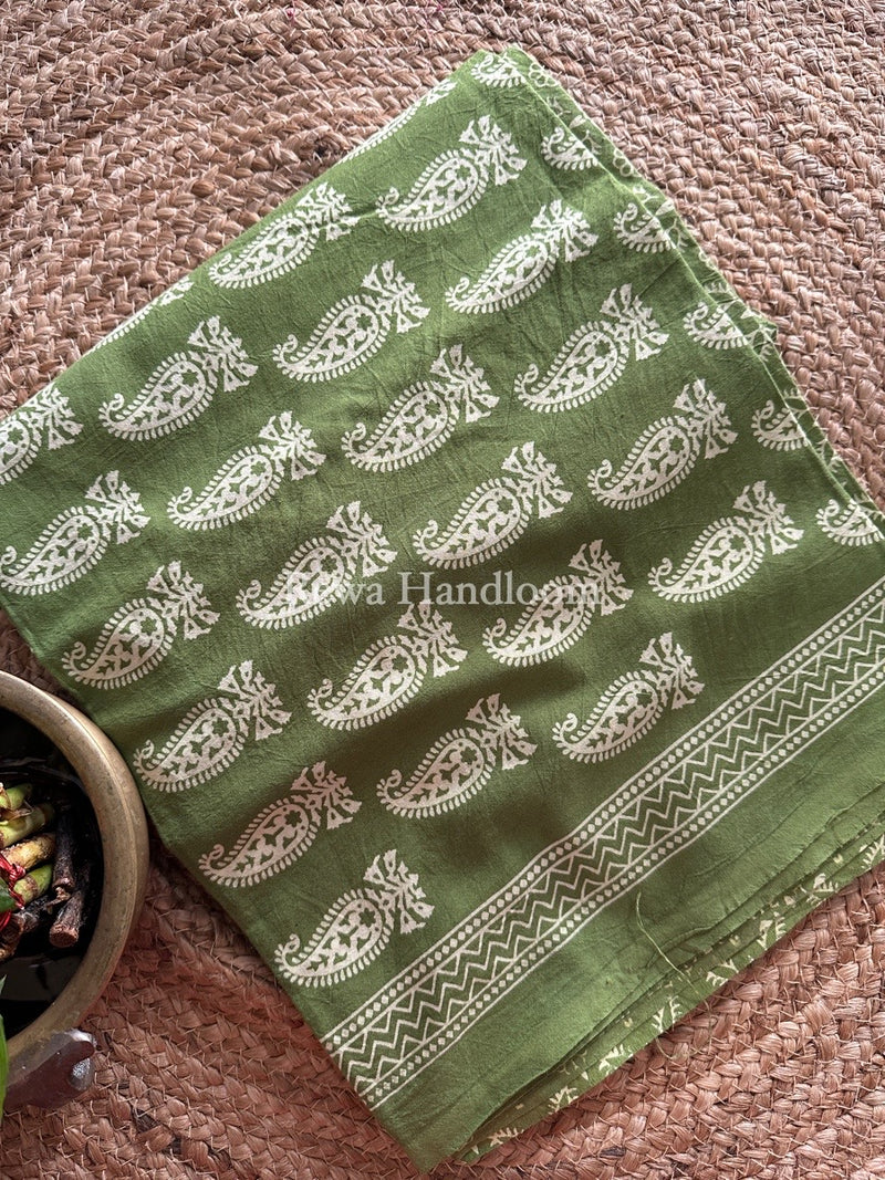 Pista Green Dabu Print Cotton Suit BS042