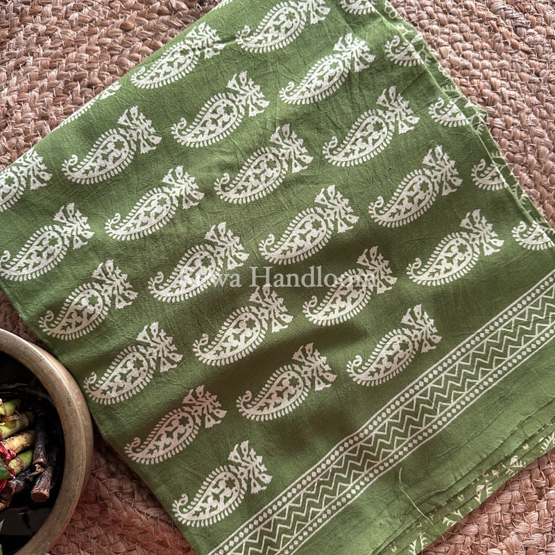 Pista Green Dabu Print Cotton Suit BS042