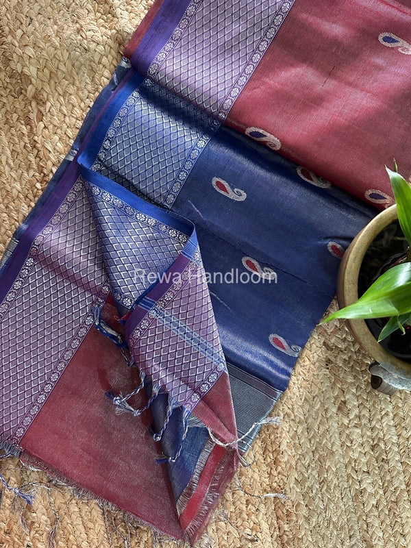 Maheshwari Silver Tissue Meena Butti Saree