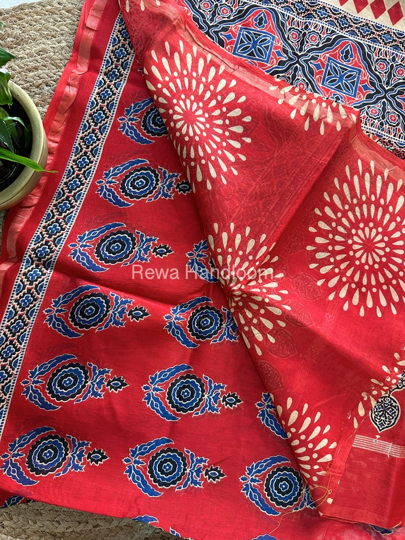 Red Chanderi Silk Saree CPS04