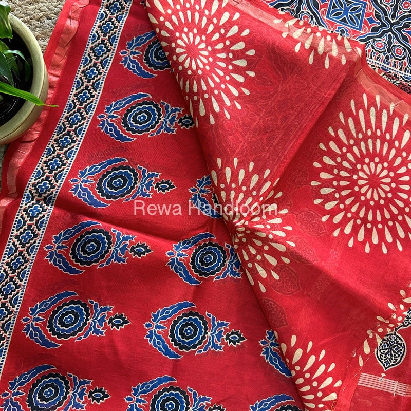 Red Chanderi Silk Saree CPS04