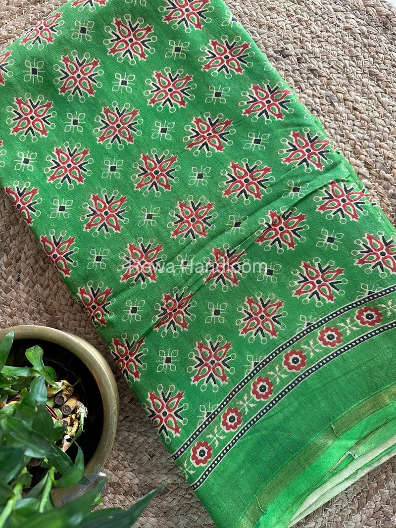 Parrot Green Chanderi Silk Saree CPS05