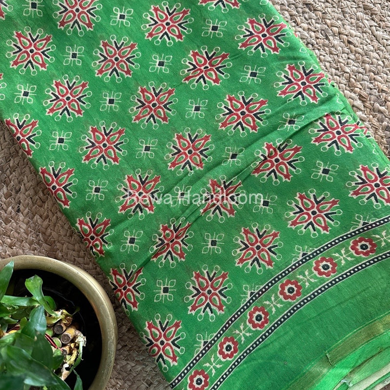 Parrot Green Chanderi Silk Saree CPS05