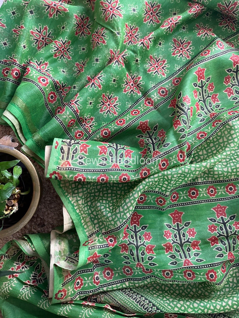 Parrot Green Chanderi Silk Saree CPS05
