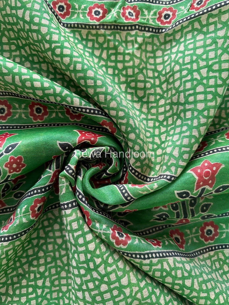Parrot Green Chanderi Silk Saree CPS05