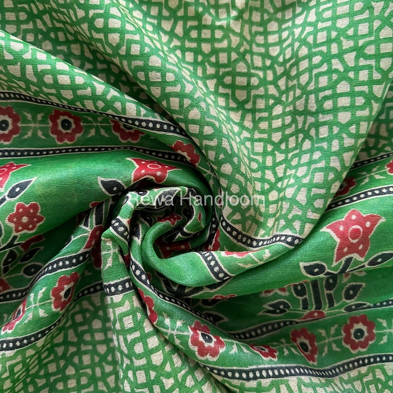 Parrot Green Chanderi Silk Saree CPS05