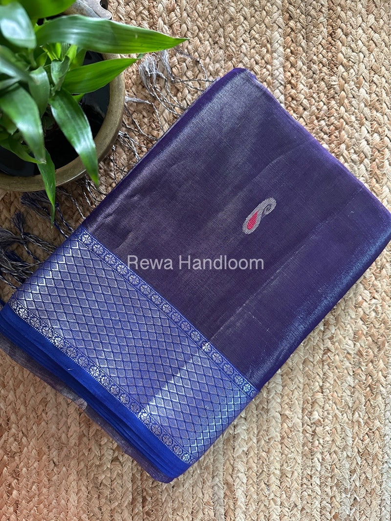 Maheshwari Purple Silver Tissue Meena Butti Saree SMB0017