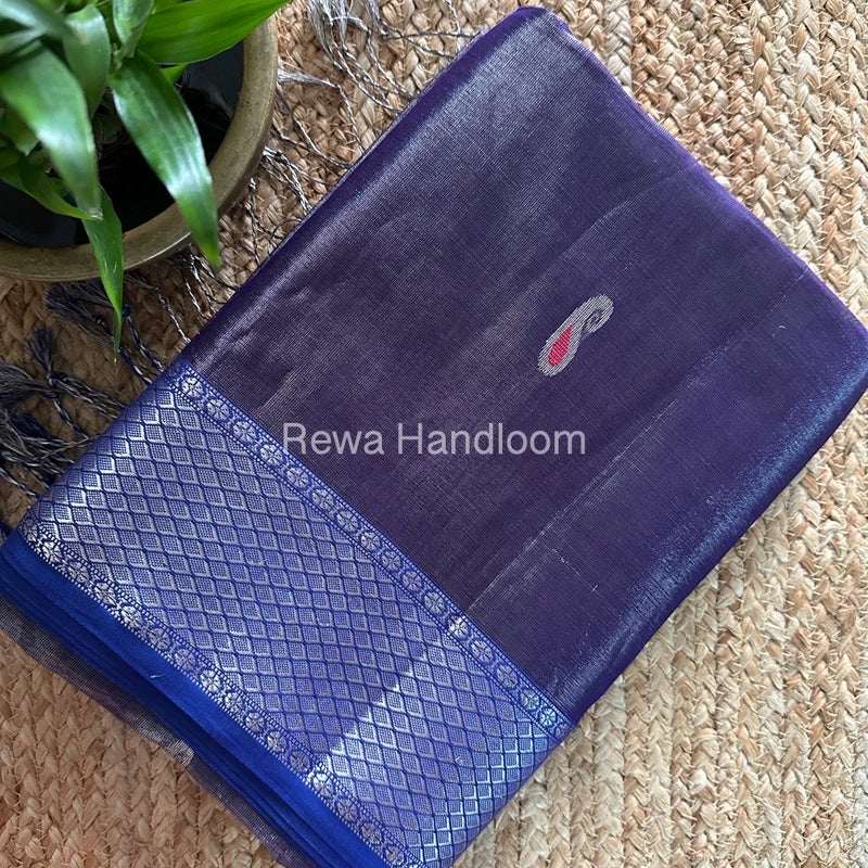 Maheshwari Purple Silver Tissue Meena Butti Saree SMB0017