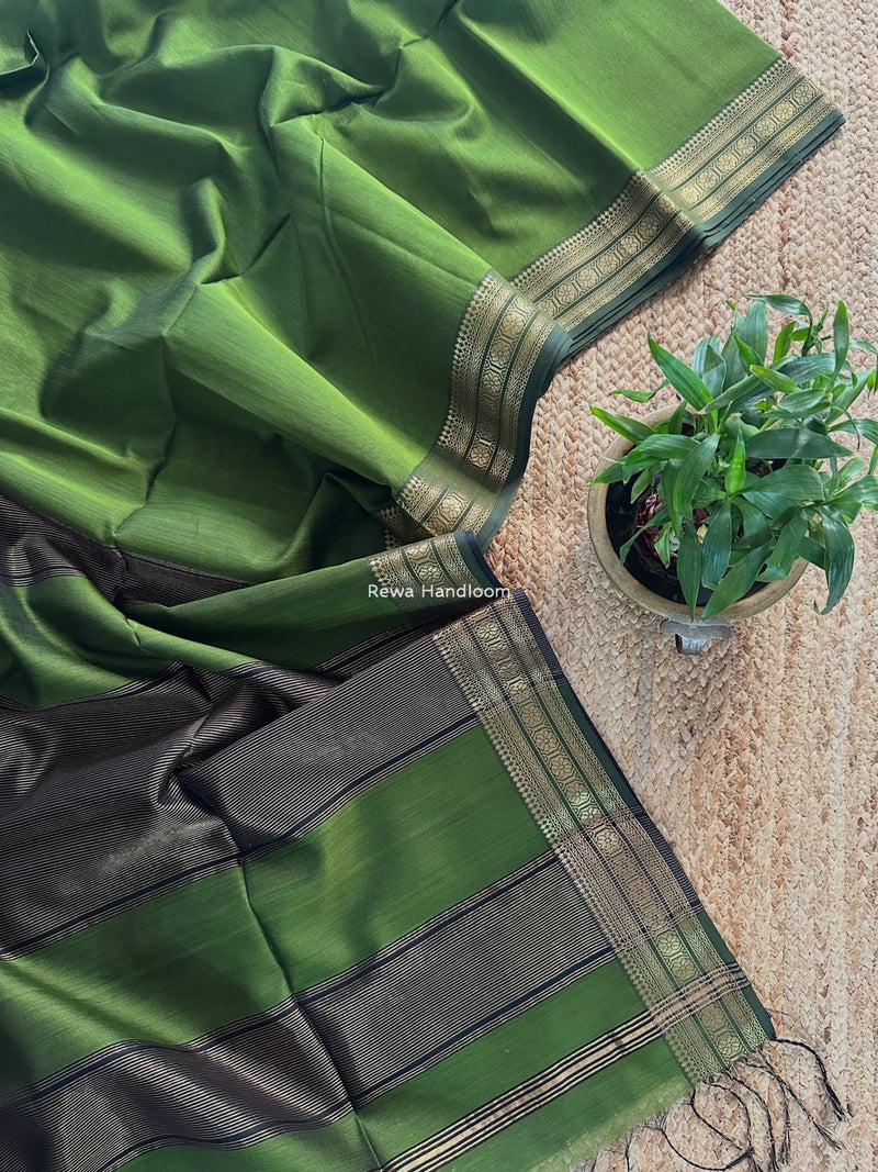 Maheshwari Zari Border Plain Saree