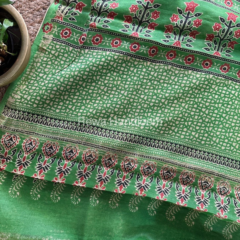 Parrot Green Chanderi Silk Saree CPS05