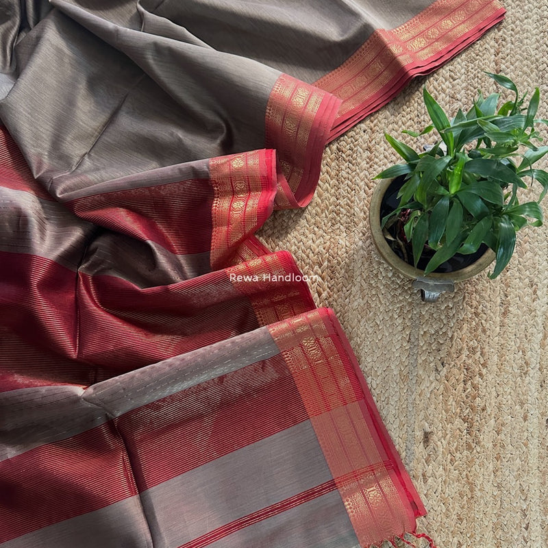 Maheshwari Zari Border Plain Saree