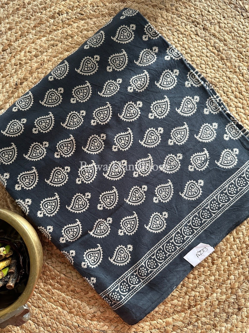 Charcoal Grey Dabu Print Cotton Suit BS051