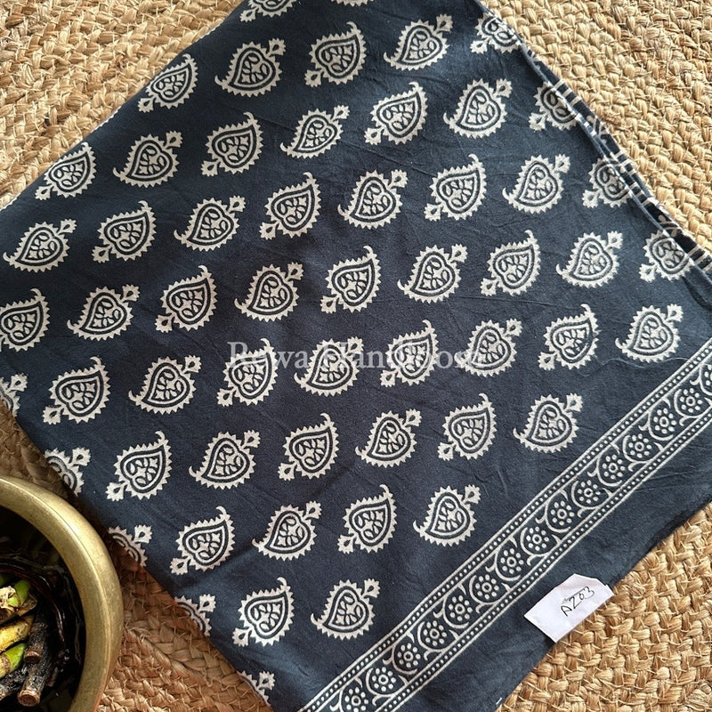 Charcoal Grey Dabu Print Cotton Suit BS051