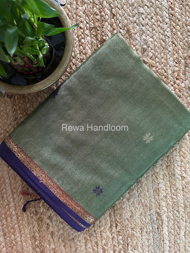 Maheshwari Green Tissue Silk Saree TSB02