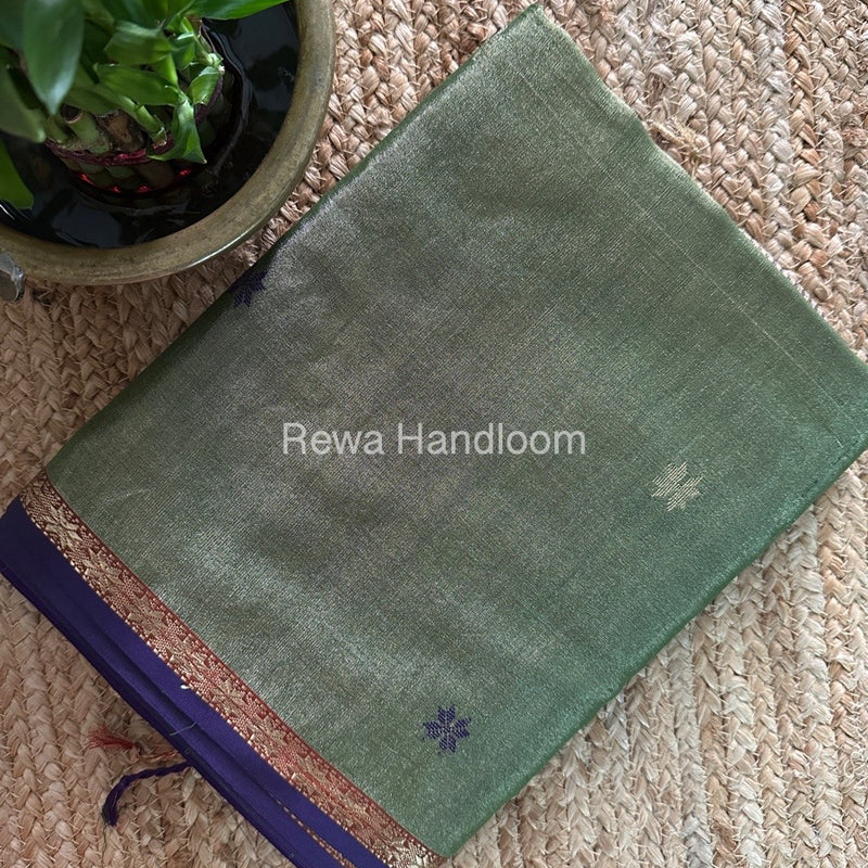 Maheshwari Green Tissue Silk Saree TSB02