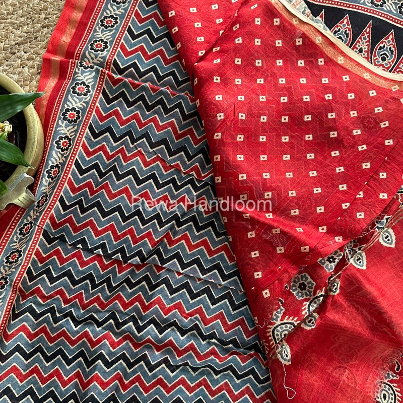 Grey Chanderi Silk Saree CPS06