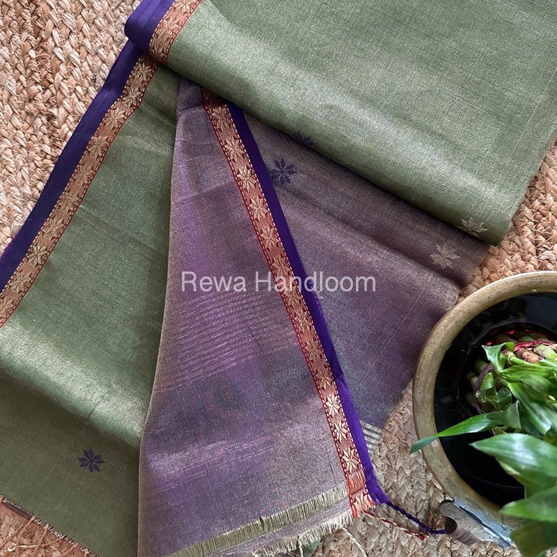 Maheshwari Green Tissue Silk Saree TSB02