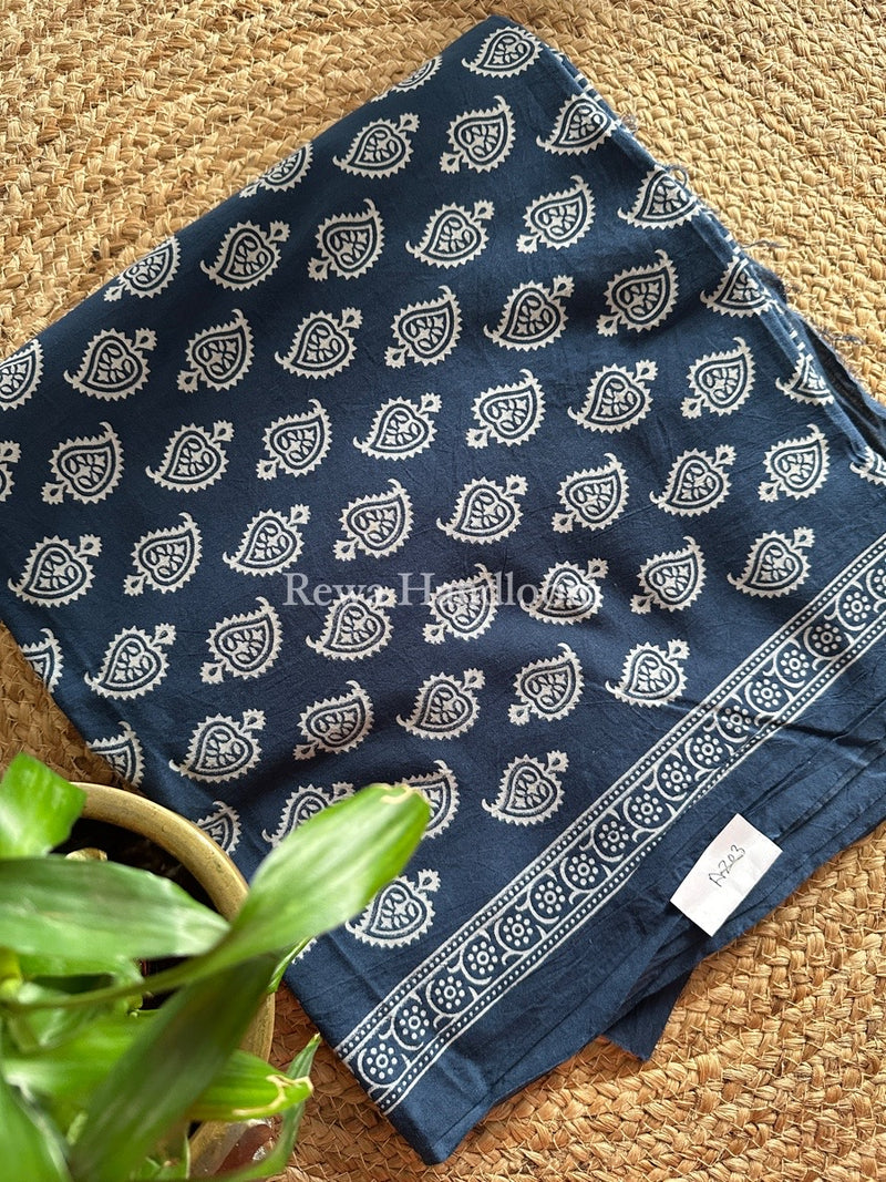 Navy Blue Dabu Print Cotton Suit BS053
