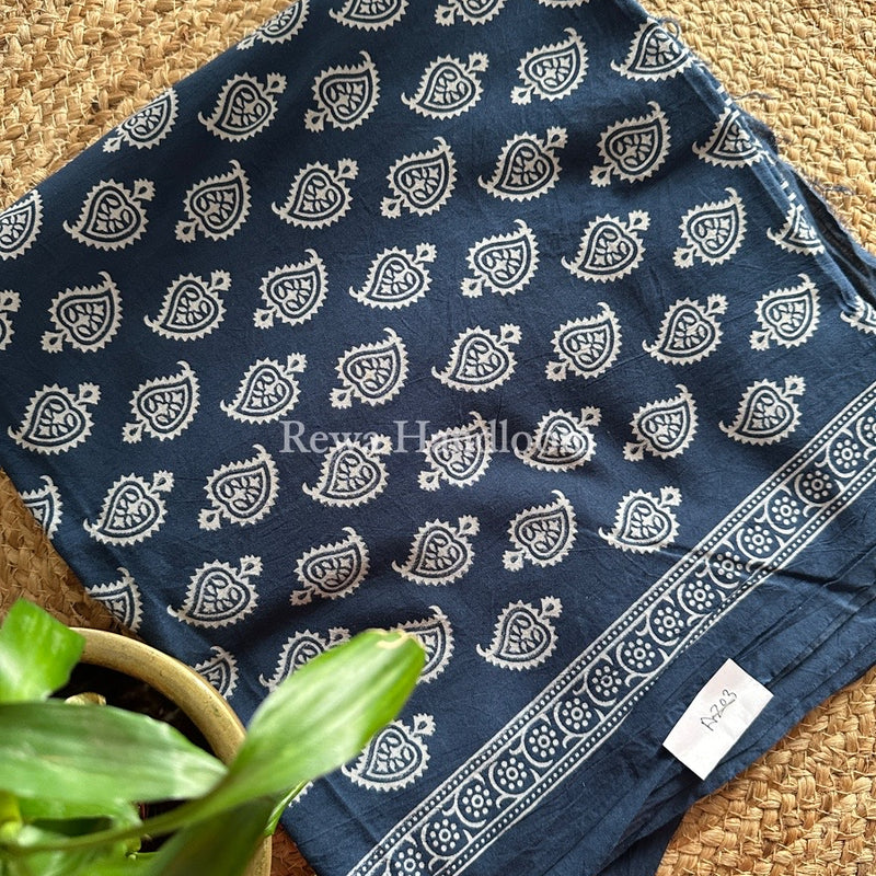 Navy Blue Dabu Print Cotton Suit BS053