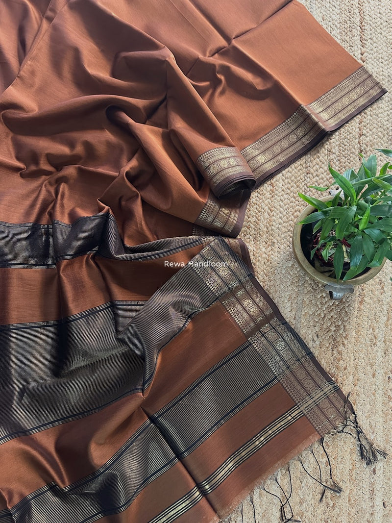 Maheshwari Zari Border Plain Saree 