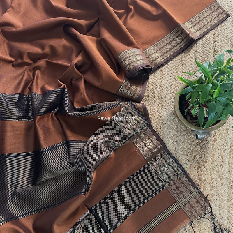 Maheshwari Zari Border Plain Saree 