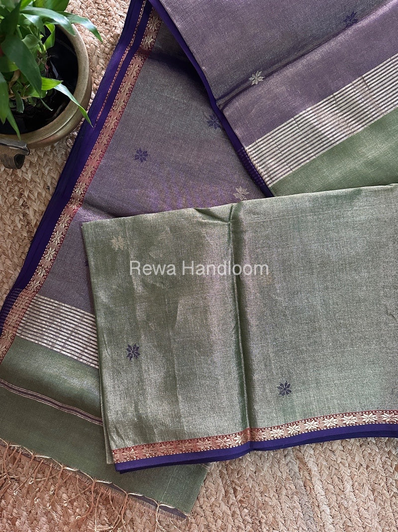 Maheshwari Green Tissue Silk Saree TSB02