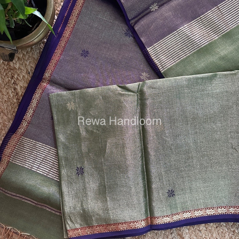 Maheshwari Green Tissue Silk Saree TSB02