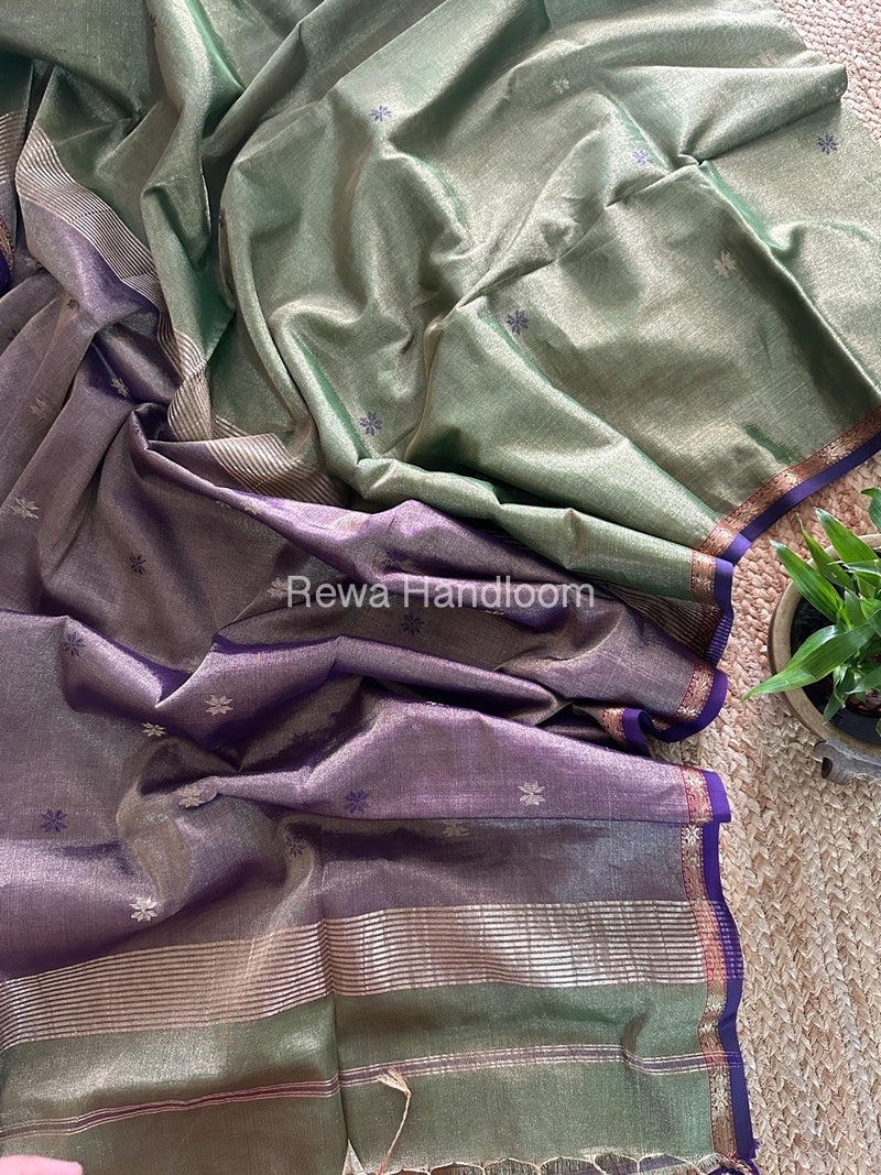 Maheshwari Green Tissue Silk Saree TSB02