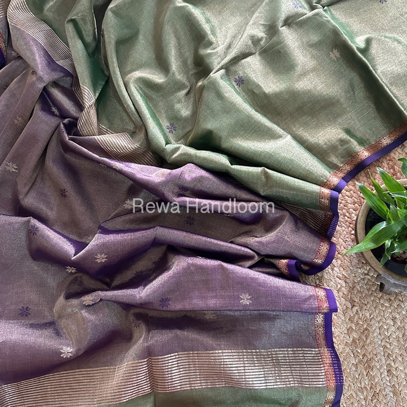 Maheshwari Green Tissue Silk Saree TSB02