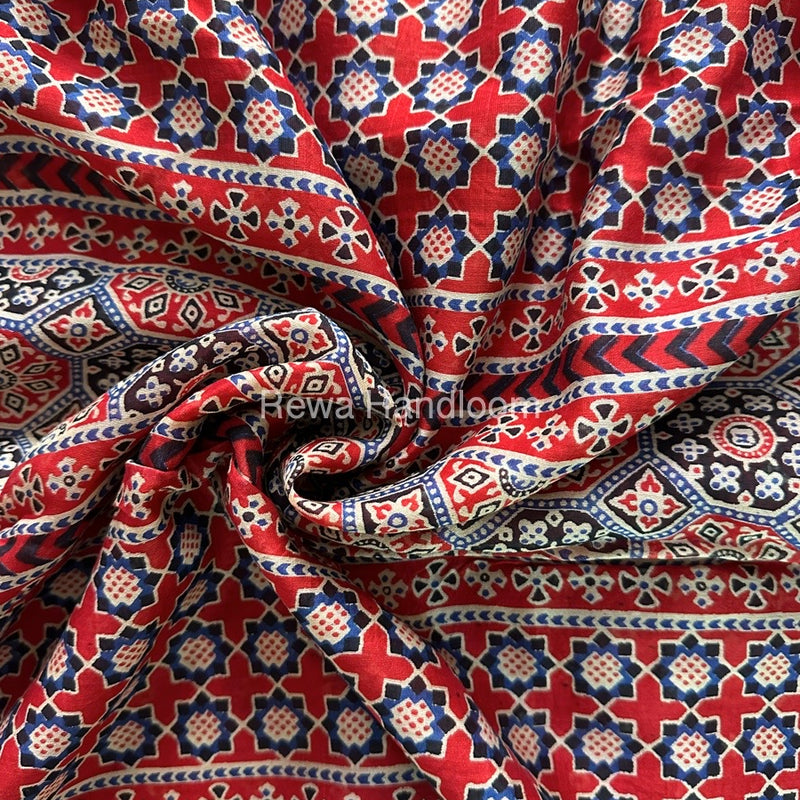 Blue-Red Chanderi Silk Saree CPS09